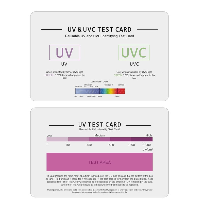 SaiTech IT | UV & UVC Test Card & UV Intensity Test Card | 3-in-1 UV Test Card | UVA & UVC Light Identifying Card | UV Bulb & LED Intensity Reading Card | UV Dosage Indicator Card | UVB Tester - Image 1
